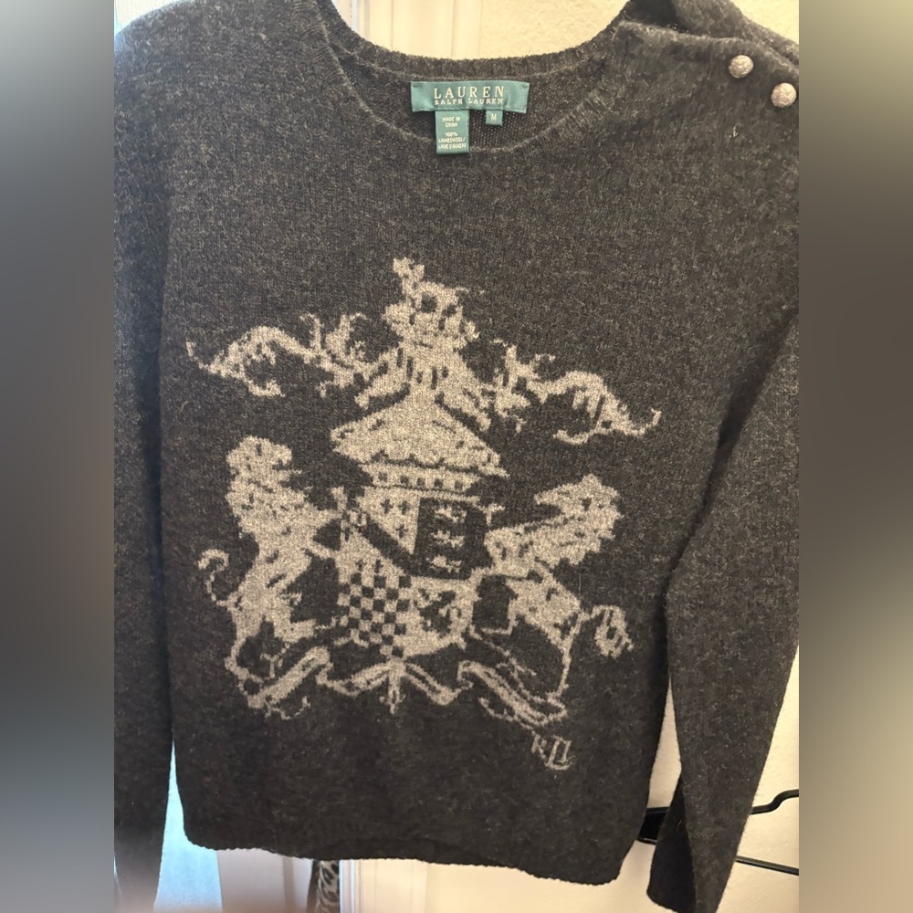 Ralph Lauren Gray Crest Crewneck Sweater